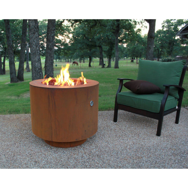 Bentintoshape 30" Round Cor-Ten Steel Gas Fire Pit w/ Hidden Tank