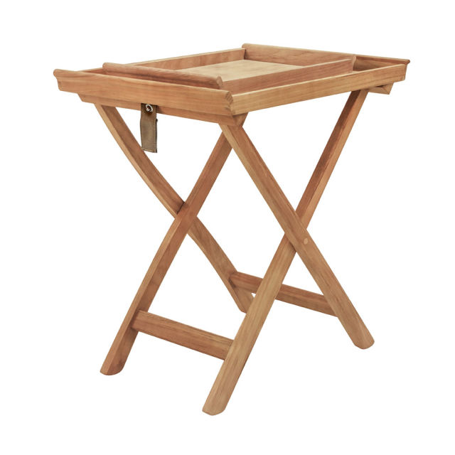 POVL Outdoor Calera 24" Teak Rectangular Tray and Stand