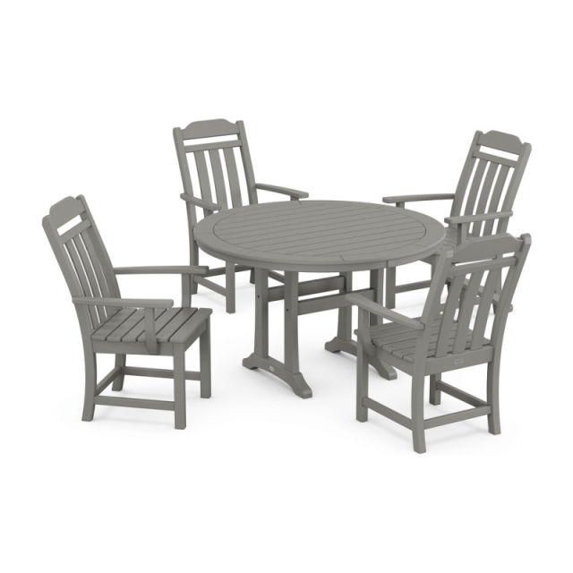 Polywood Country Living 5-Piece Round Dining Set with Trestle Legs