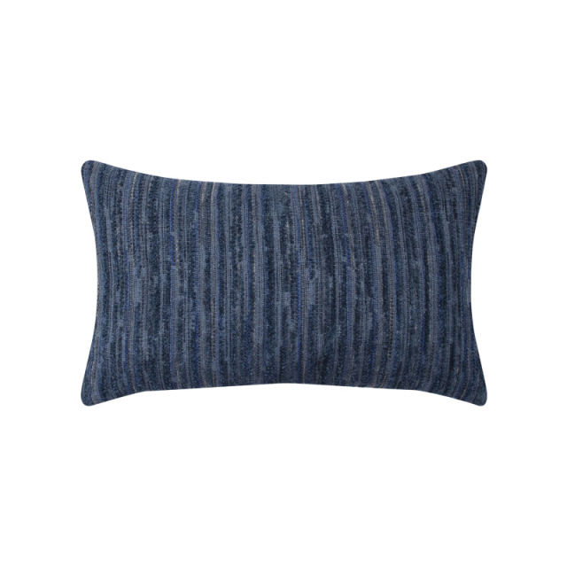Elaine Smith 12&quot; x 20&quot; Luxe Stripe Indigo  Sunbrella Outdoor Lumbar Pillow
