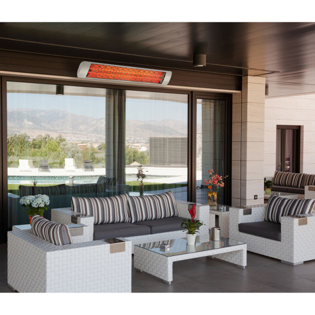 Eurofase 5000W Electric Double Element Patio Heater - 39" Stainless Steel