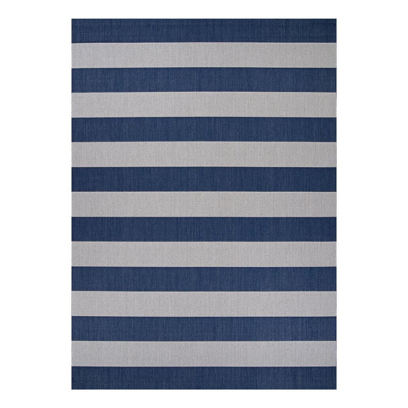 Couristan Afuera Yacht Club Midnight Blue Ivory Indoor Outdoor Rug Authenteak