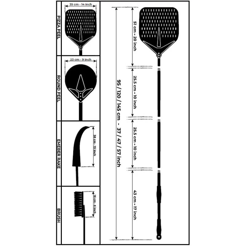 ALFA™ 48 4-Piece Chef Tool Set for Cooking w/ Wood-Fired Ovens [2 Colors]