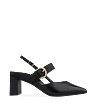 Lancebill Black Leather Low Heels