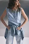 Megan Asymmetric Denim Vest