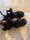 Chunky Rubber Sandals Black Leather