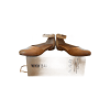 Tan Leather Ankle Strap Flats