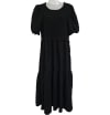 Black Smocked Midi Dress