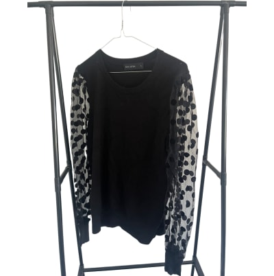 Polka Dot Knit Top Sheer Sleeves