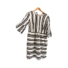 White And Black Striped Lined Dress With Zip At Back