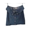 Denim Mini Skirt With Foldover Top And Snap Button Front