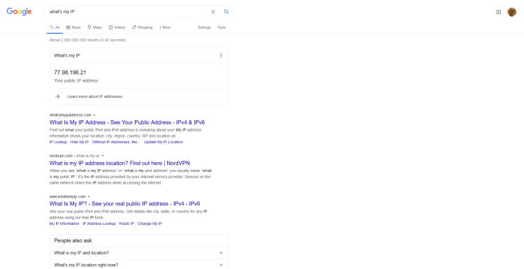 Find your IP address in Google