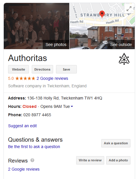 Knowledge Panel LBL authoritas twickenham - Google Search