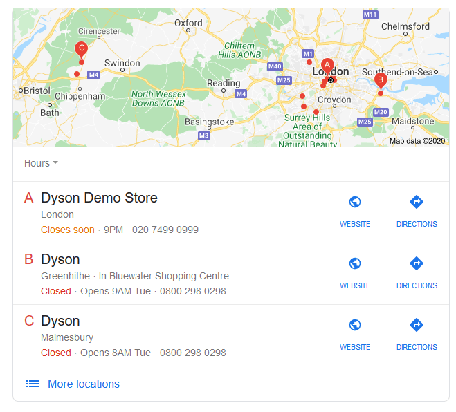 local pack with repetitive brand names in listings