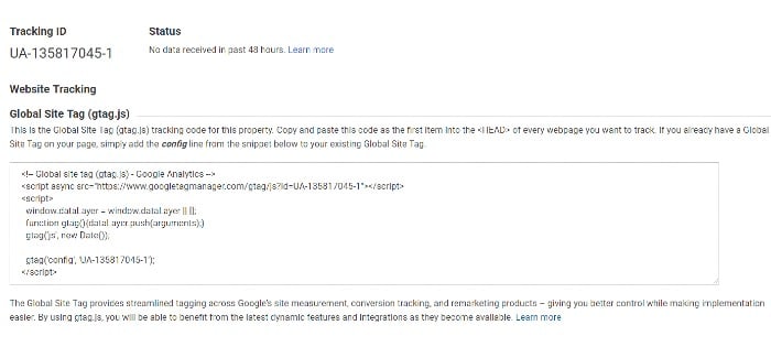 Google Analytics Tracking ID