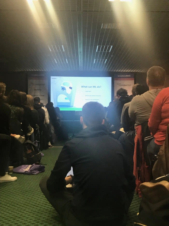BrightonSEO presentation sat on the floor