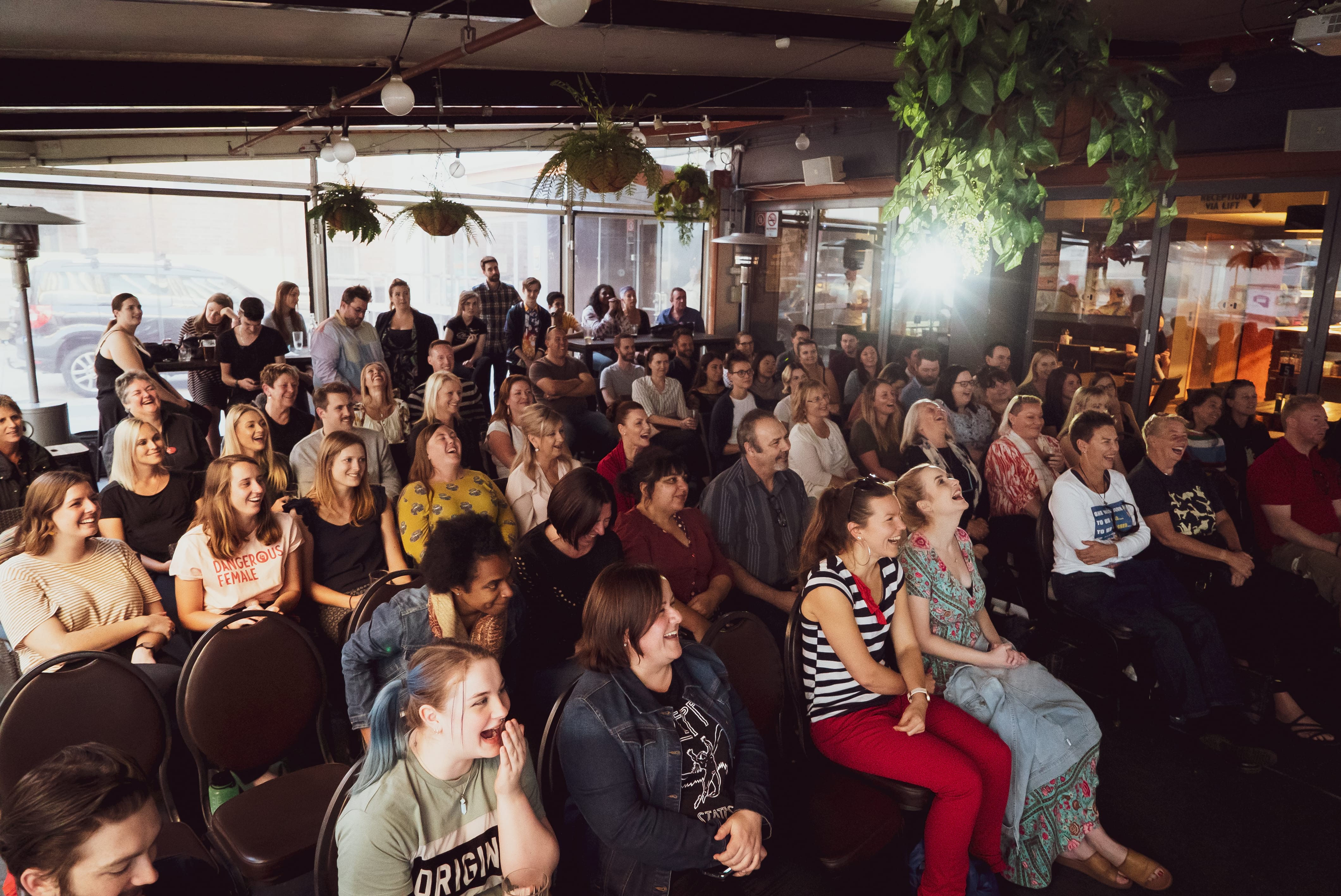 laughing crowd watching newcastle comedy festival