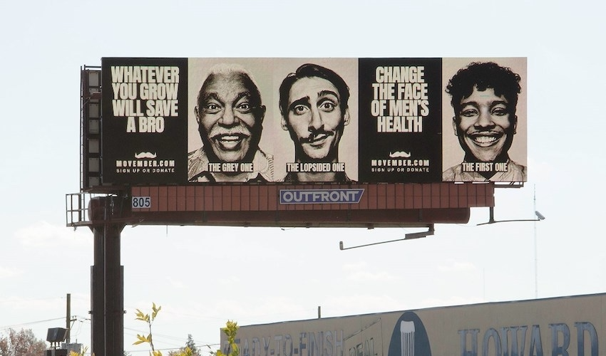 Movember billboard ad on highway