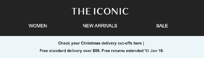 the iconic free delivery christmas email