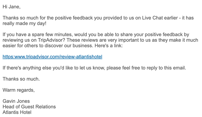 email example asking for customer feedback