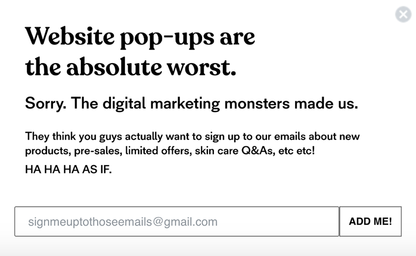 Go-to skincare exit-intent pop-up subscribe to newsletter