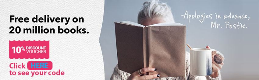 Banner ad of e-commerce bookstore with 10$ discount voucher code