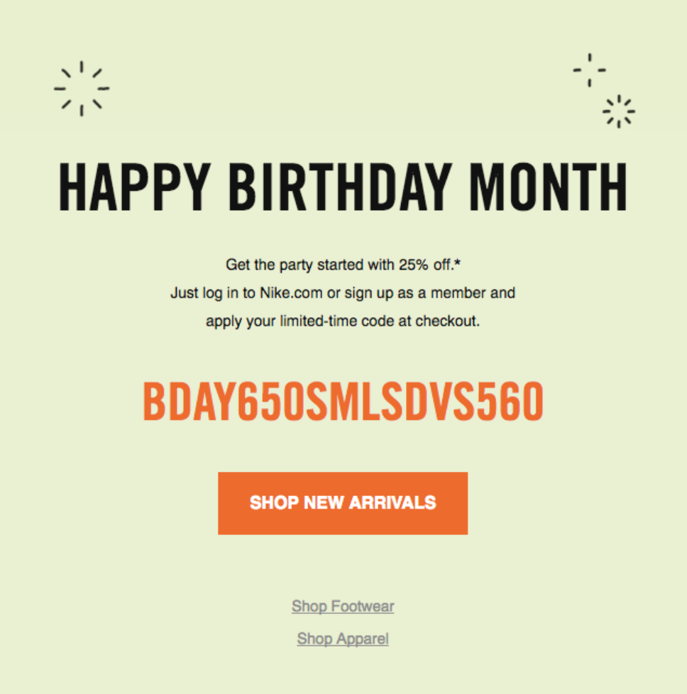 nike birthday coupon not working