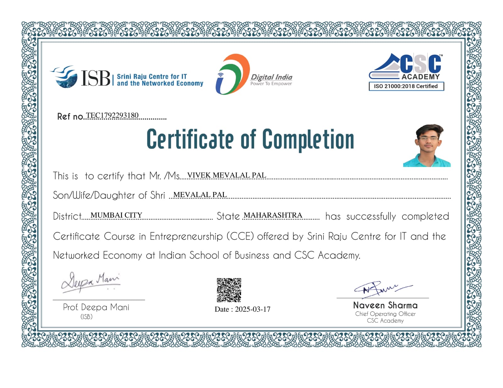 Certificate Course in Entrepreneurship (CCE)