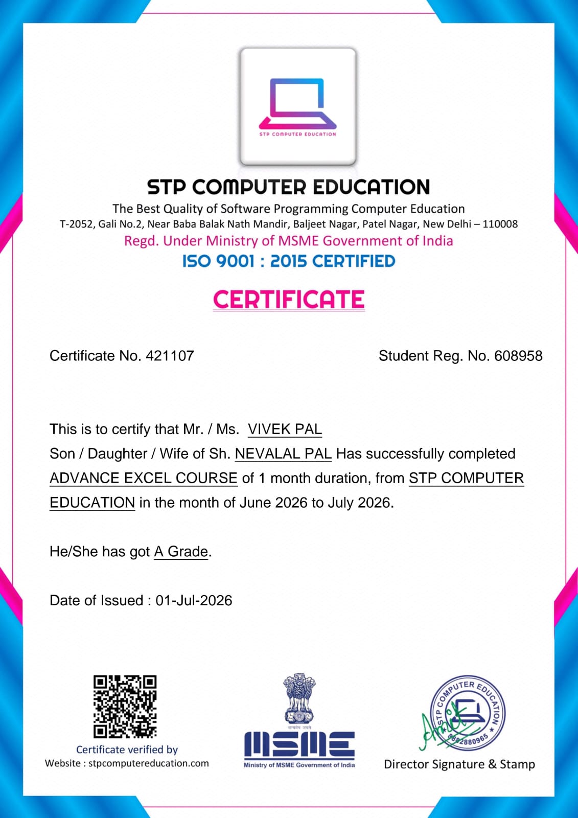 Advance Excel Course