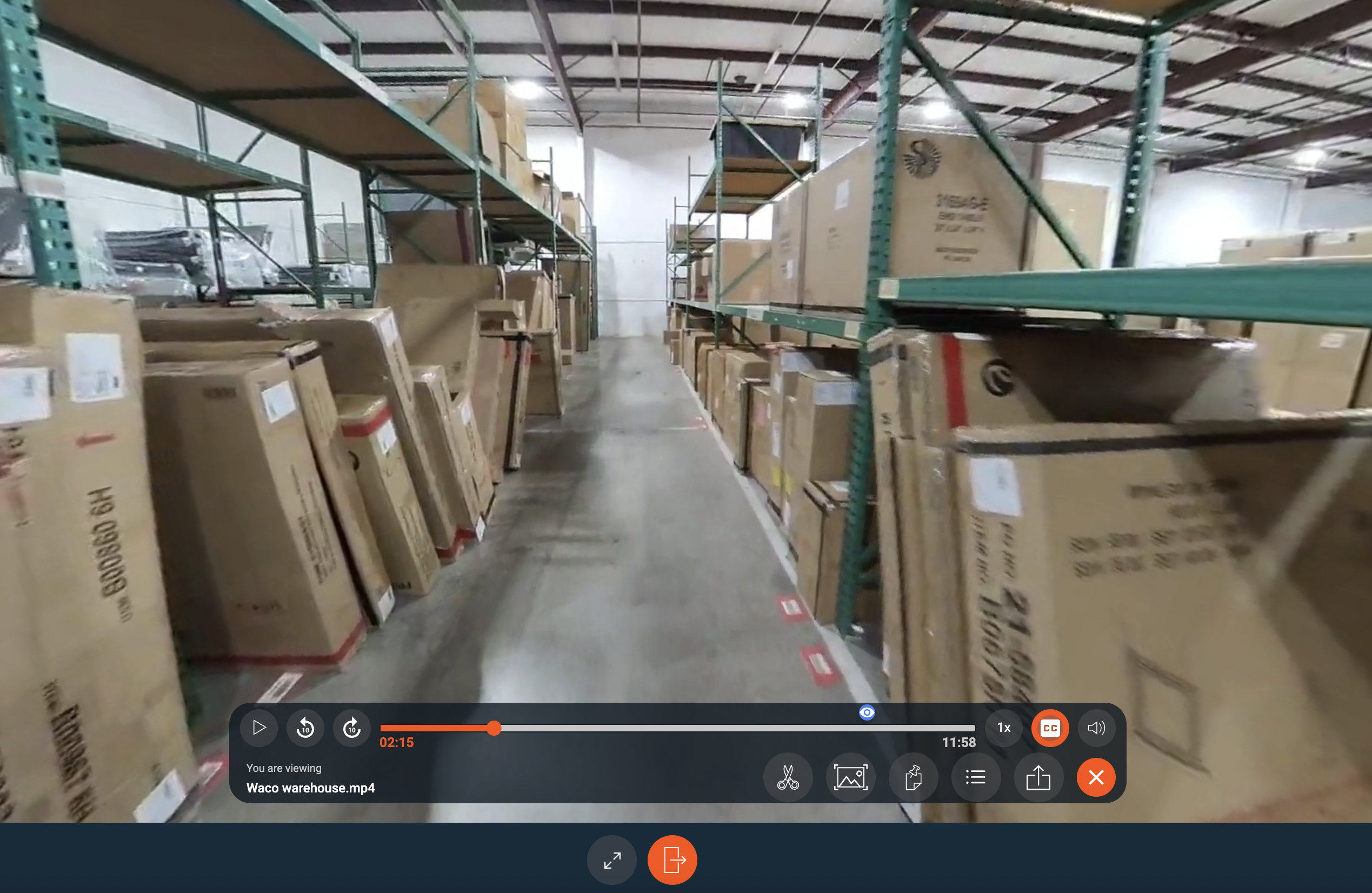 Avatour 360° view of Bob Mills store back area during safety inspection