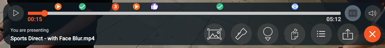 Menu Avatour lors de la présentation d'une ressource dans une réunion