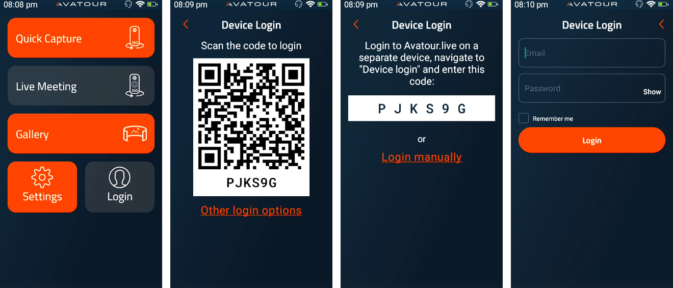 Avatour 360° Camera App - Account Login