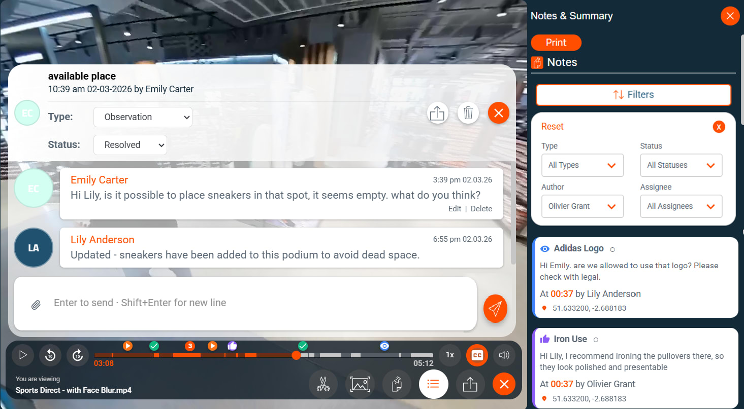 Avatour Note and Notes Filter