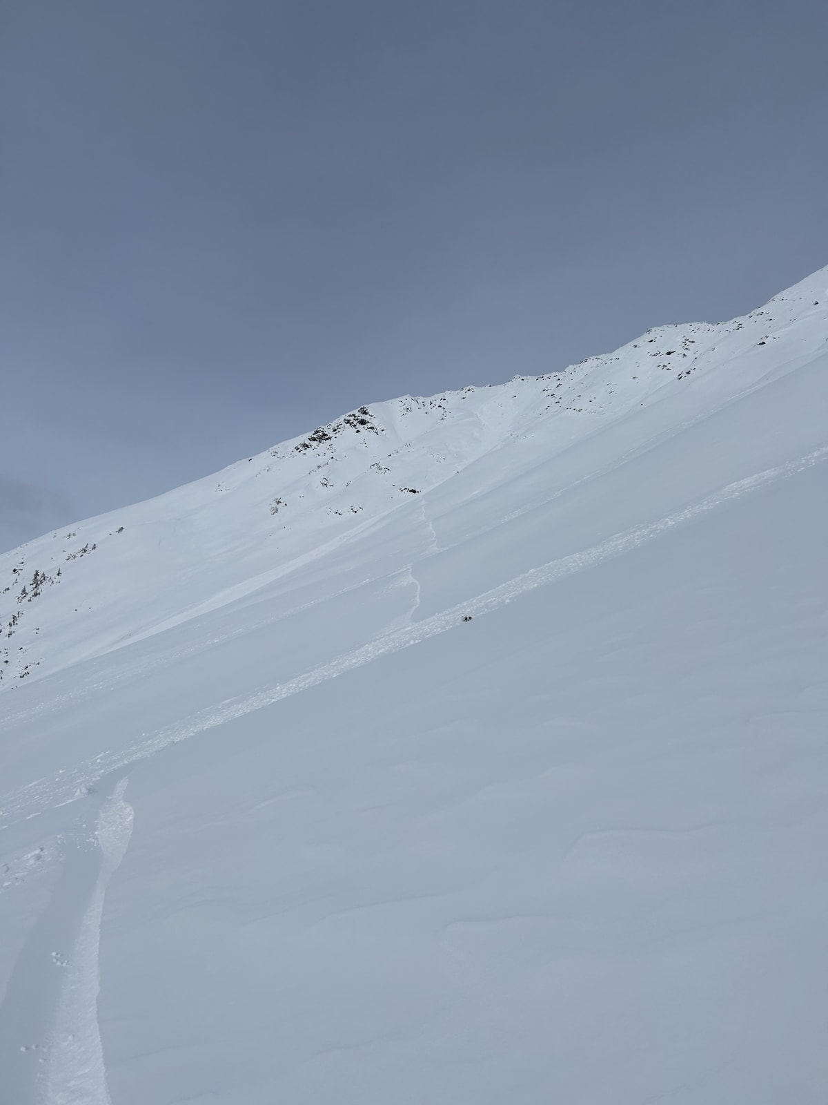 Looking out at the west face of Cheops.
Size 2 avalanche 