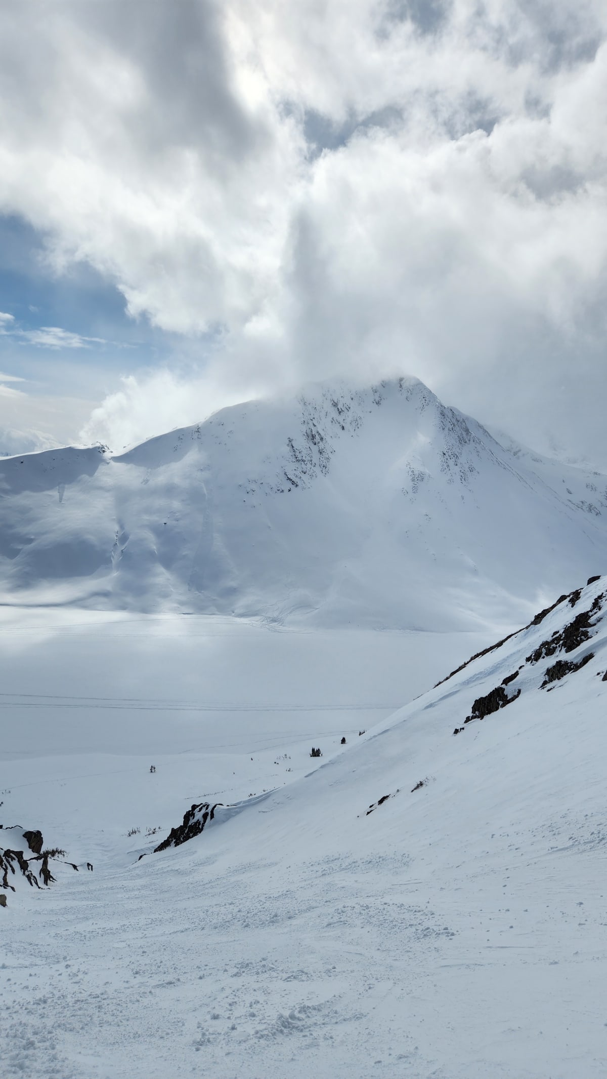 Fraser peak after the slough (look left of the Big Kahuna on the face). 
