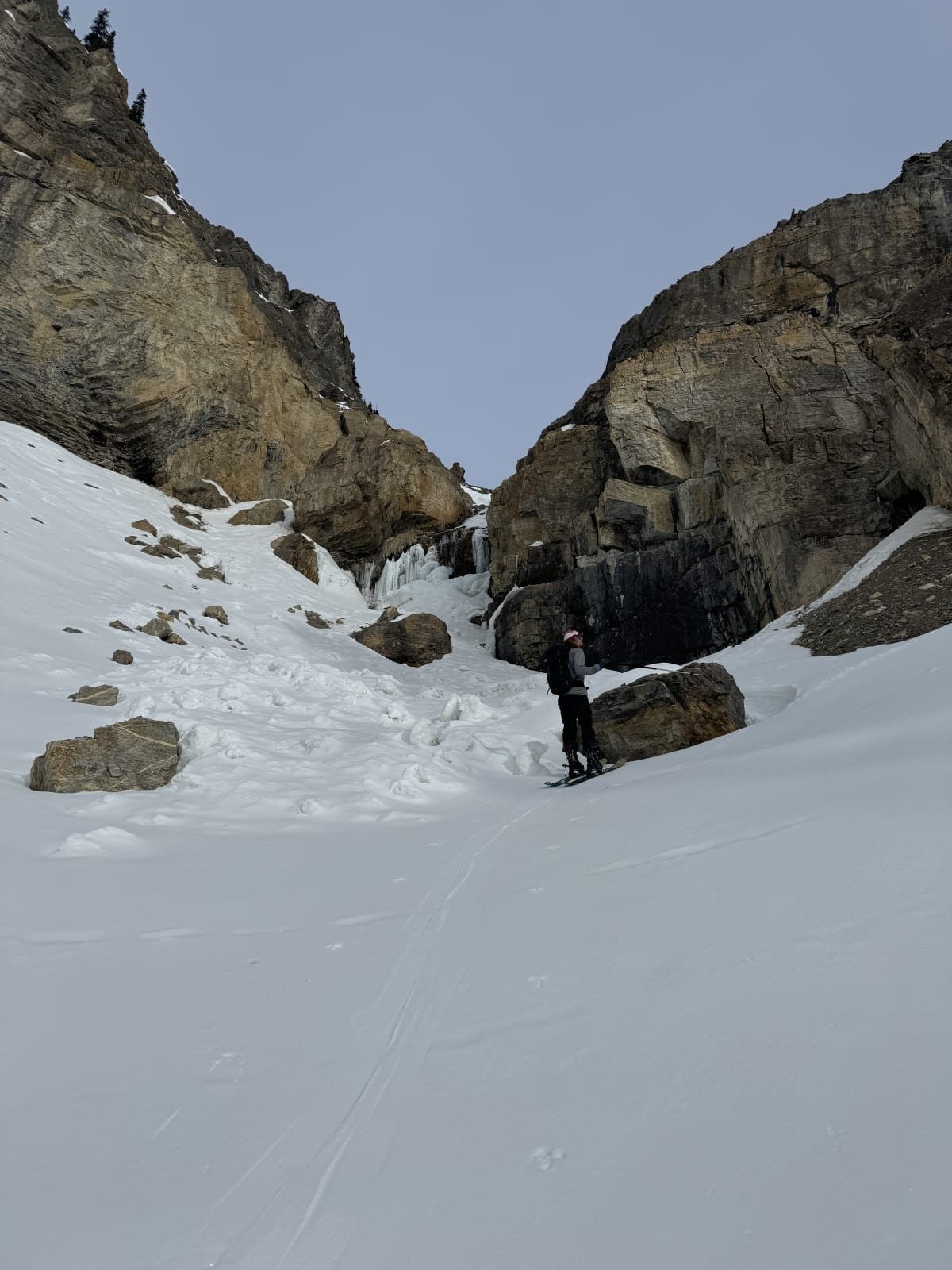 Up the second gully lookers left approach , not recommended more technical , but fun 