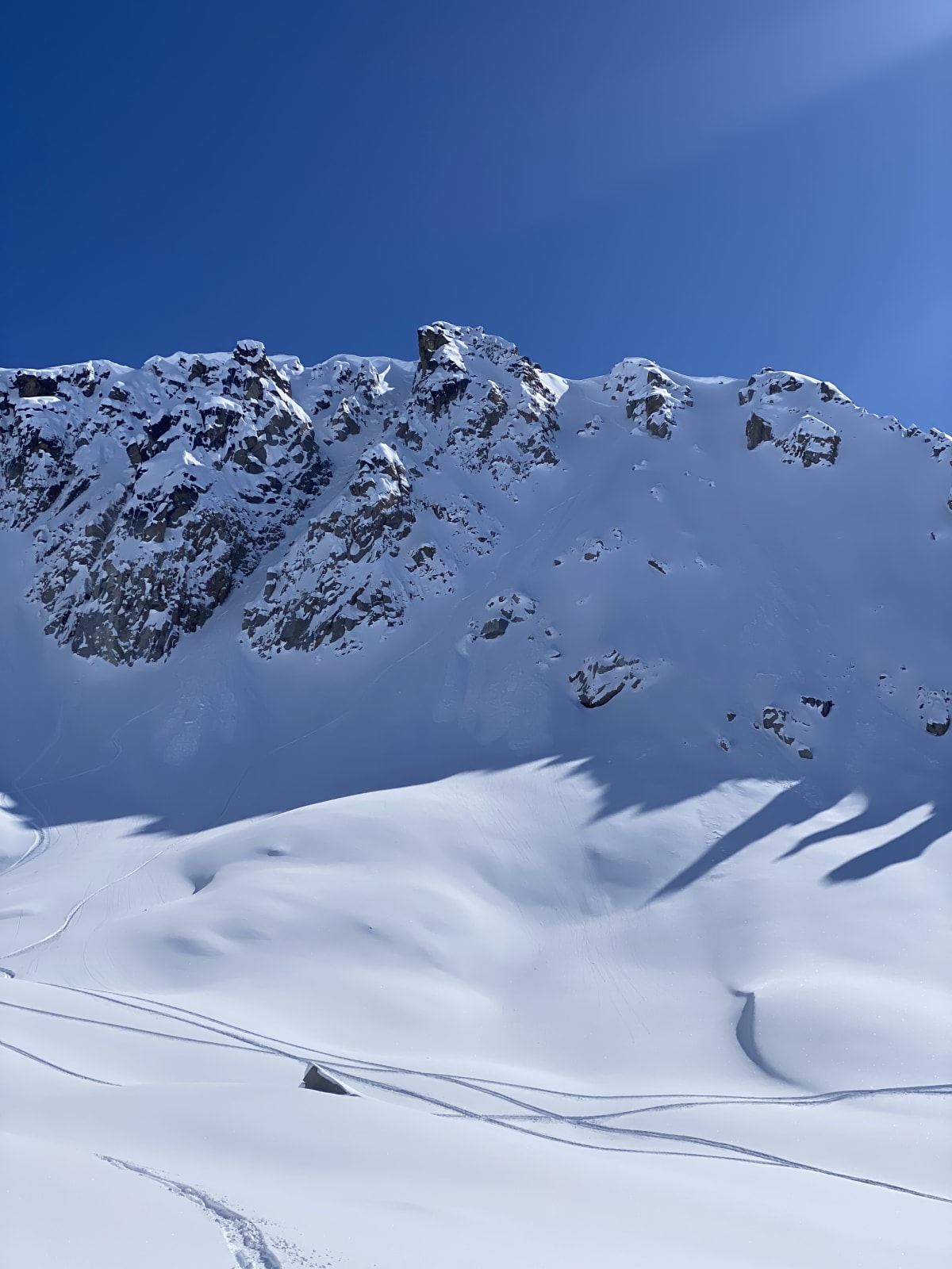 Took advantage of the good stability to ski some steeper north-facing shots. 