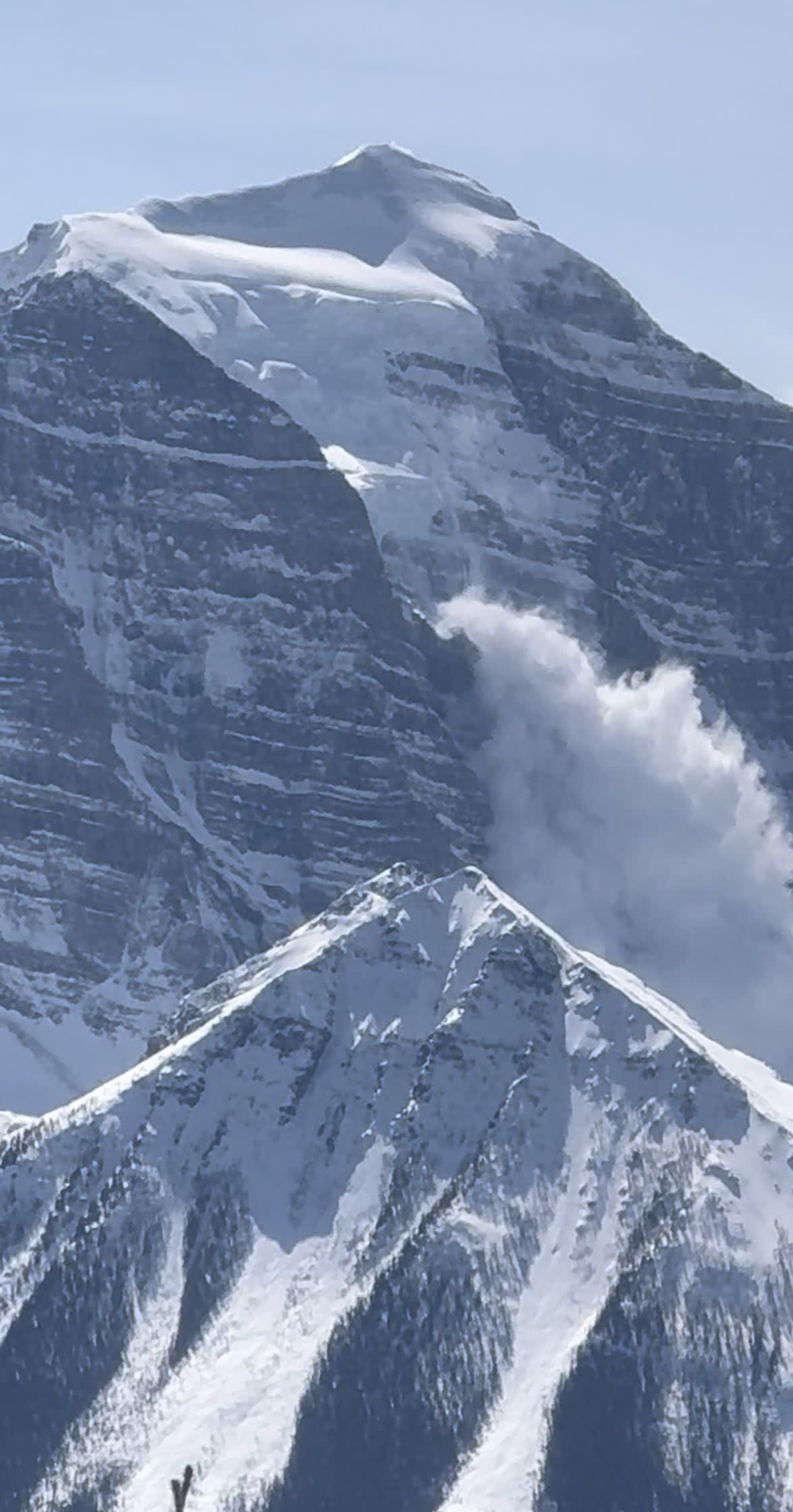 When the serac fell at 2.45pm picture taken from Larch chair at Lake Louise ski resort. 