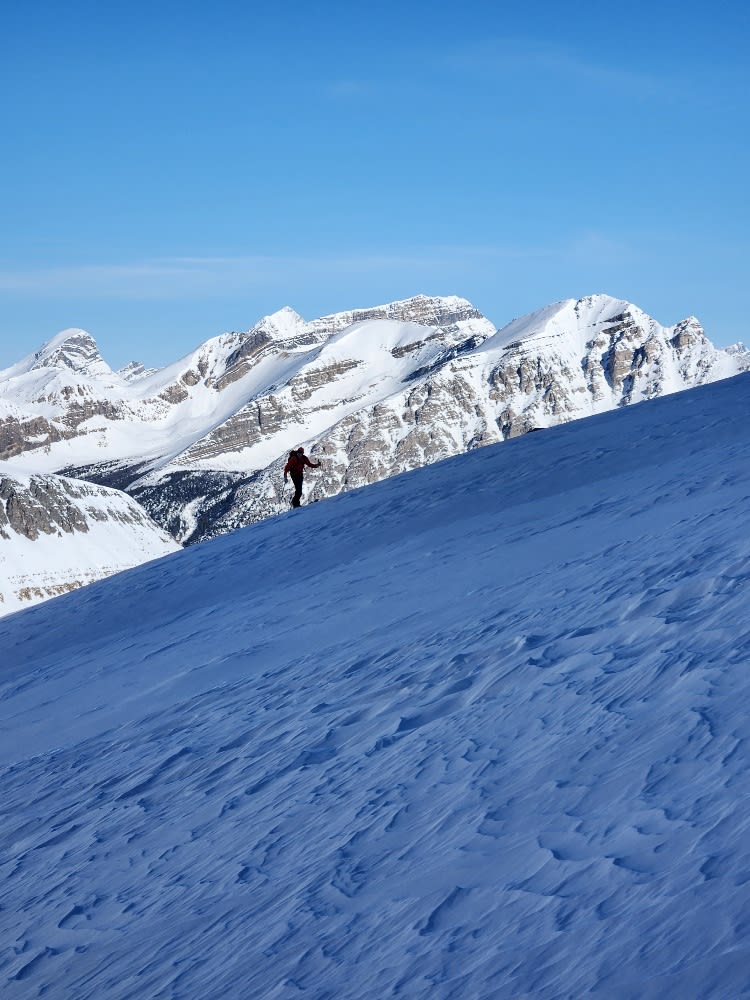 The whole way up the snow was wind blasted.