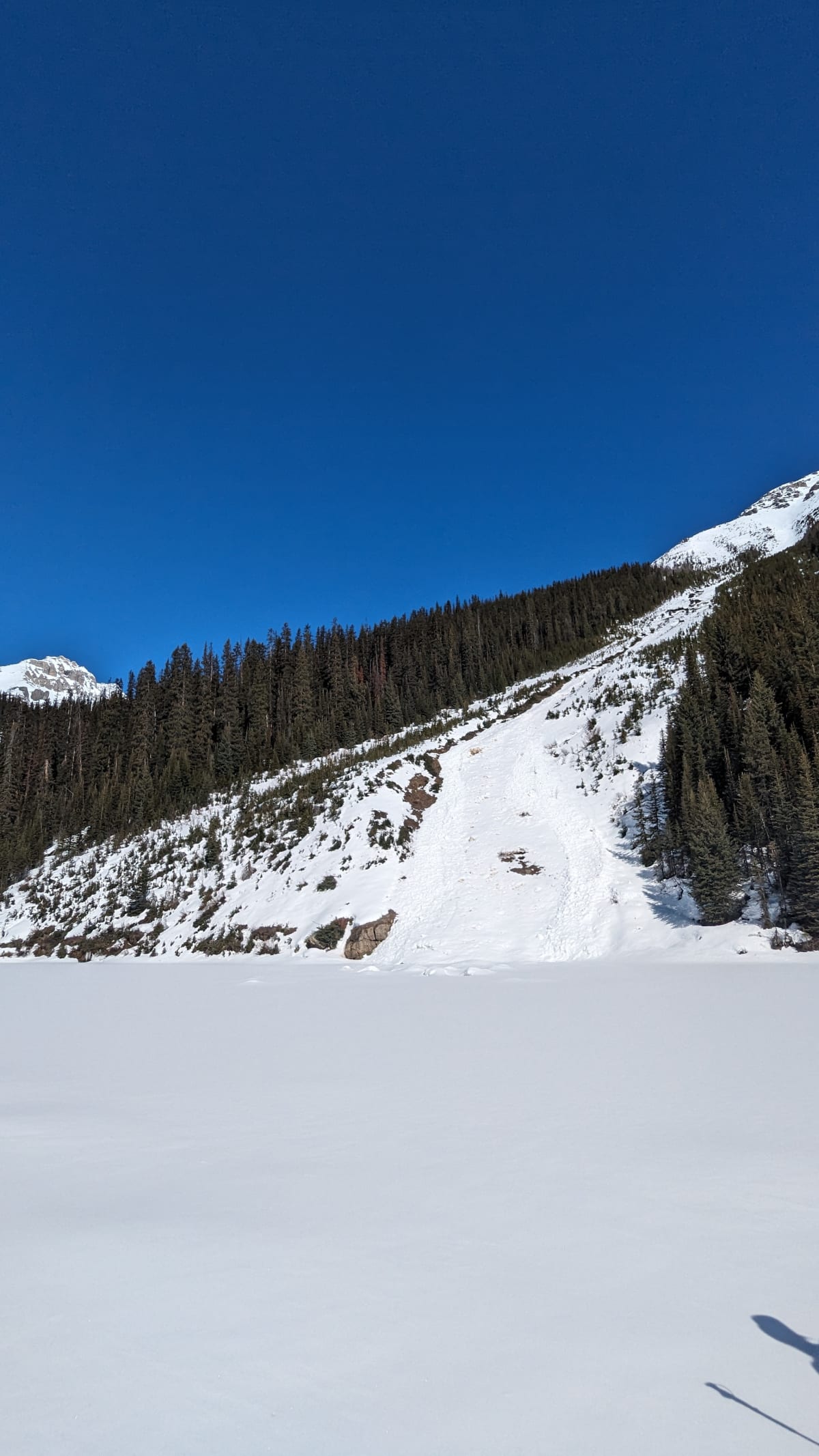 Ascent slide path off Boom Lake