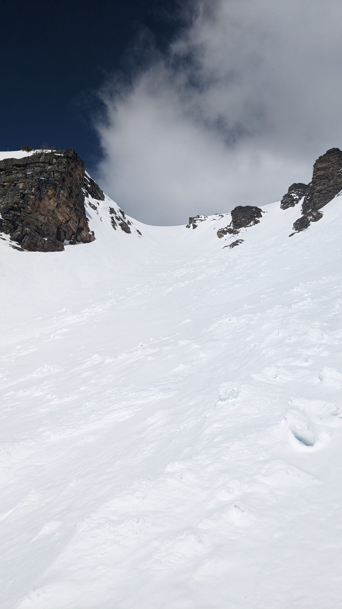 Access gully to Wastach Pass. Had to boot from about that last rock on the left