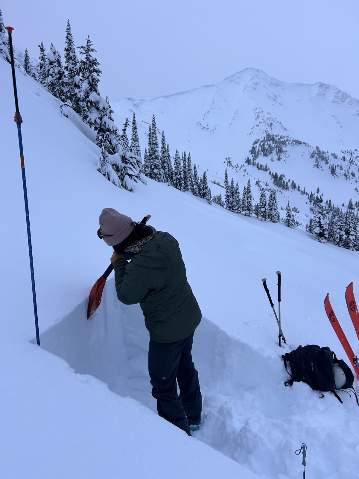 We did some snowpack testing and found a weak layer above the early-Dec crust.