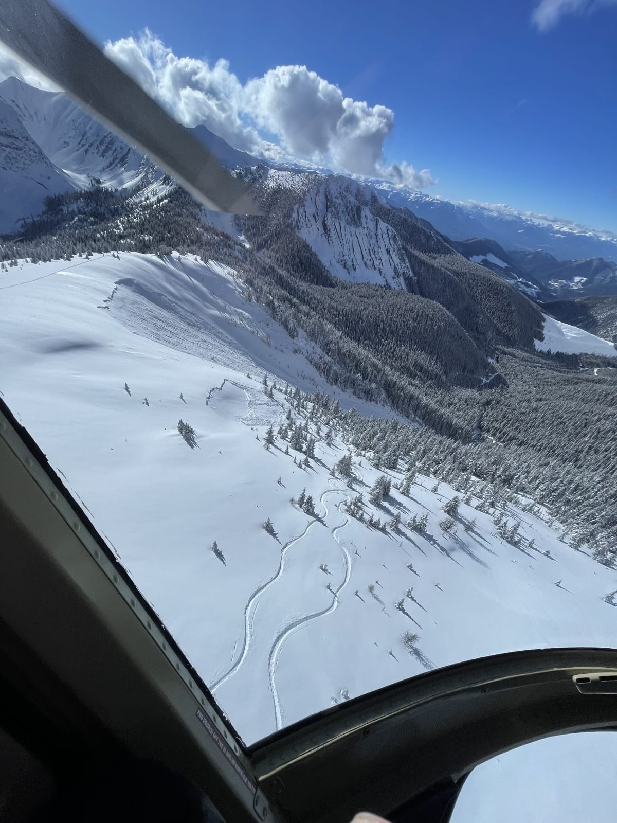 Looking down the ski line from above 