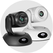 Vaddio RoboSHOT elite PTZ cameras in black and white.