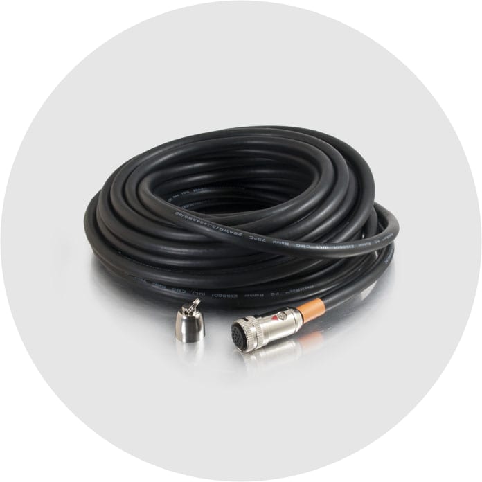coiled black runner cables