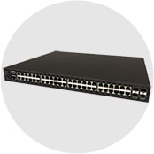 48-port managed switch in black housing