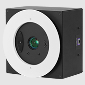 Vaddio Document camera with in-ceiling box and white ring trim piece.