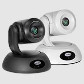 Vaddio RoboSHOT elite PTZ cameras in black and white.