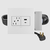 Wiremold's dash Furniture Power Centers to be installed into furniture (2-cube variation pictured in White)
