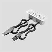 Wiremold's ModPower System can be daisy chained together and installed on, under or in workstations (in-surface middle unit pictured in White)